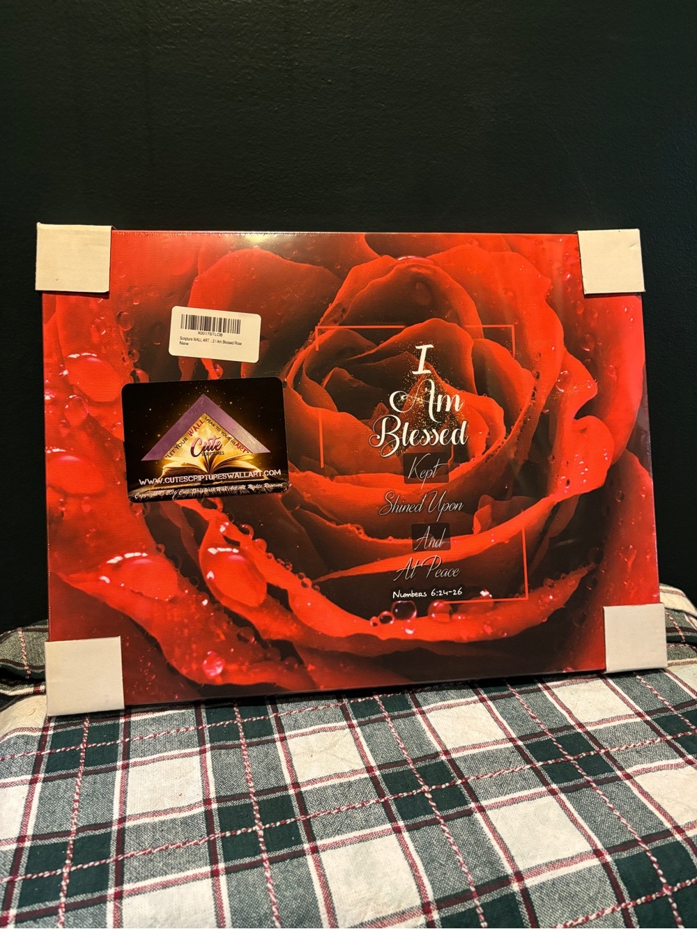 I Am Blessed Red Rose Scripture Wall Art